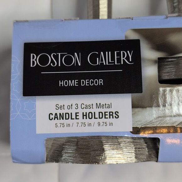 Boston Garden Home Decor Set Of 3 Cast Metal Candle Holders, NEW - Picture 2 of 5